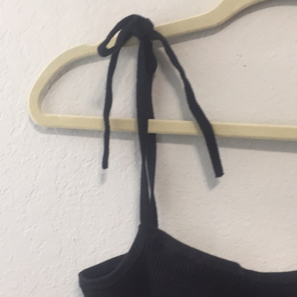 Express Tie Strap Ruffle Trim Ribbed Tank Top - Picture 2 of 7